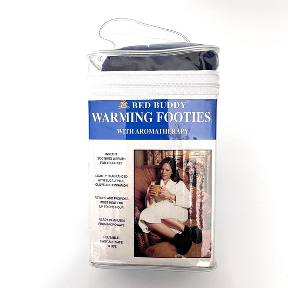 Blue Fleece Heated Slippers Aromatherapy Foot Warmer Booties - Picture 2 of 7